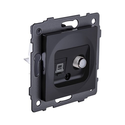 Розетка двойная спутниковая SAT + RJ45 Cat.6, черный матовый Kollinger REA-014BM для Aspekt, Eleganz, Reflex