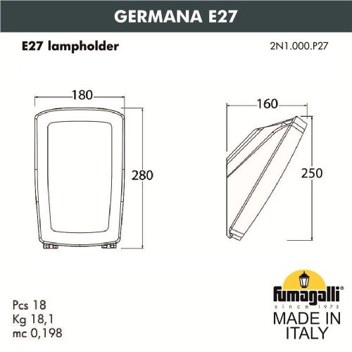 2N1.000.000.WYF1R Уличный настенный светильник Fumagalli Germana 2N1.000.000.WYF1R