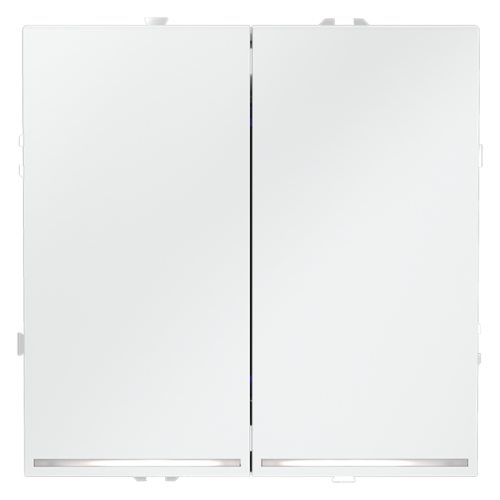 Выключатель встраиваемый VOLTUM S70 двухклавишный с подсветкой 10А, (белый матовый) VLS020202