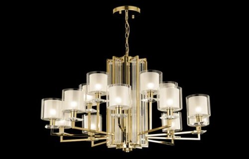 NICOLAS SP-PL10+5 GOLD/WHITE Подвесная люстра Crystal Lux Nicolas NICOLAS SP-PL10+5 GOLD/WHITE