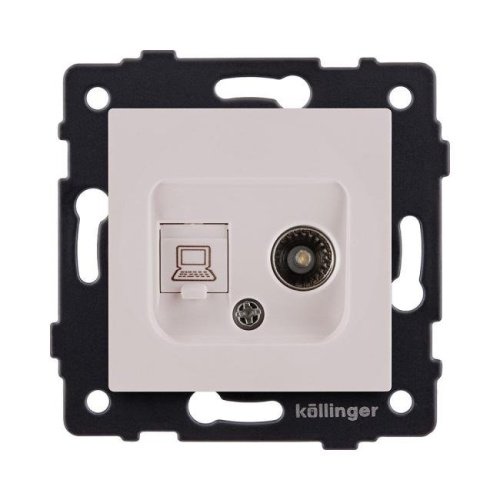 REA-021CM Розетка двойная TV (мама) + RJ45 Cat.6, кашемир матовый Kollinger REA-021CM для Aspekt, Eleganz, Reflex