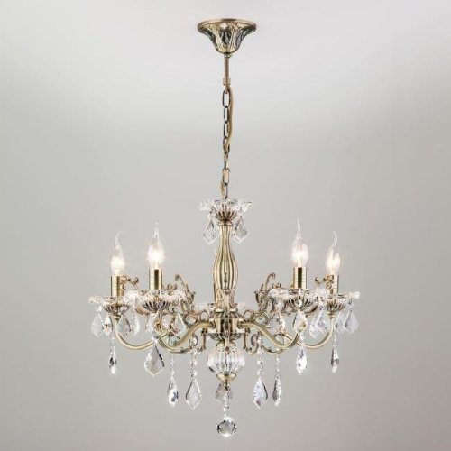 Подвесная люстра Eurosvet Elisha 3281/5 античная бронза/прозрачный хрусталь Strotskis