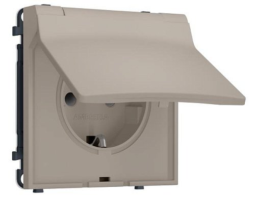 MS368010 MS368010 Комплект механизма электрической розетки SIGMA Серо-бежевый матовый 50Hz 2P+E с/з с/ш и крышкой IP44 16A-250V QUANT PRO (SP3680, PR141)