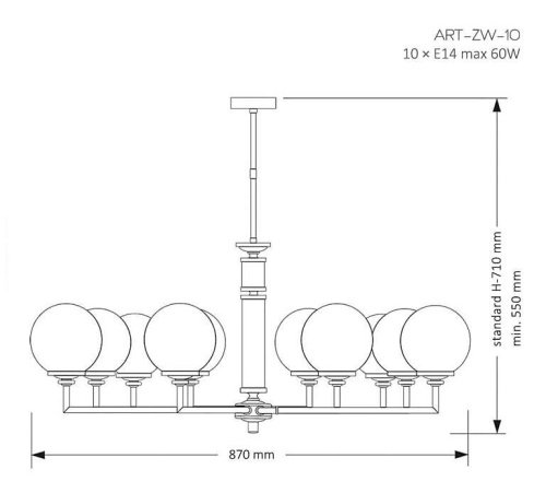 Люстра на штанге Kutek Artu Glass ART-ZW-10(P) G