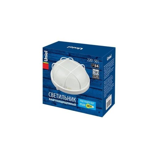 UWL-R02 100W/E27 IP54 WHITE Kруг/Решетка Уличный потолочный светильник Uniel UWL-R02 100W/E27 IP54 WHITE Kруг/Решетка