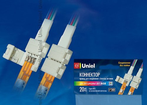 UCX-SD4/B20-RGB WHITE 020 POLYBAG Коннектор (провод) для соединения светодиодных лент 5050 RGB с блоком питания Uniel UCX-SD4/B20-RGB WHITE 020 POLYBAG