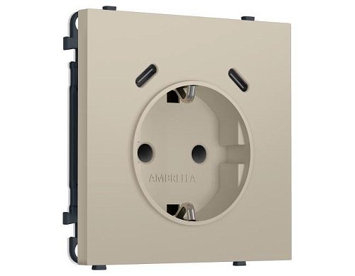 MS350510 MS350510 Комплект механизма электрической розетки SIGMA Кашемир 2USB С+C 20W (быст. зар.) с/з с/ш 16A-250V QUANT PRO (SP3505, PR165)