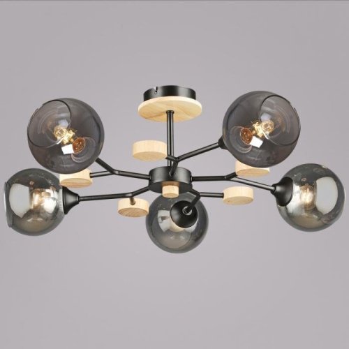 Потолочная люстра 06780-0.3-05 BK+WOOD