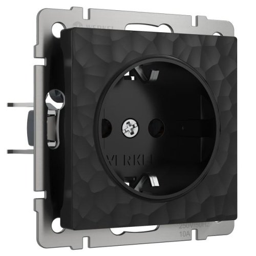 Розетка Werkel W1271108/ Розетка с заземлением и шторками (hammer черный)