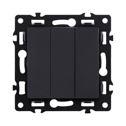 Трехклавишный выключатель 10А/250В Черный Kollinger Asthetik AS-710BK