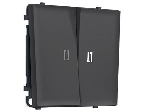 MS904035 MS904035 Комплект механизма 2-кл проходного выключателя с подсветкой 5600K SIGMA Графит Мягкое касание 10A-250V QUANT PRO (SP9040, PR120, G25W)