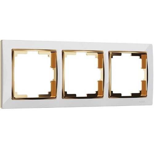 W0031933/ Рамка на 3 поста Snabb (белый/золото) Рамка Werkel W0031933/ Рамка на 3 поста Snabb (белый/золото)