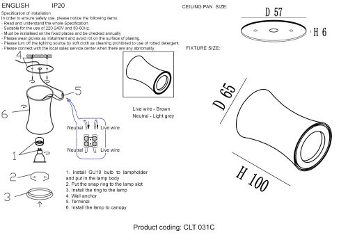 CLT 031C WH Накладной светильник Crystal Lux Clt 031 CLT 031С WH