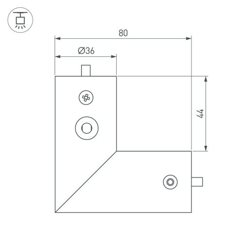 Угловой коннектор для соединения двух отрезков профиля ROUND-D36-360 Arlight Sl-Round 050543