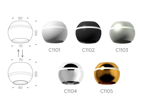 C1105 Корпус светильника накладной для насадок D60/70mm с LED подсветкой Ambrella Diy Spot C1105