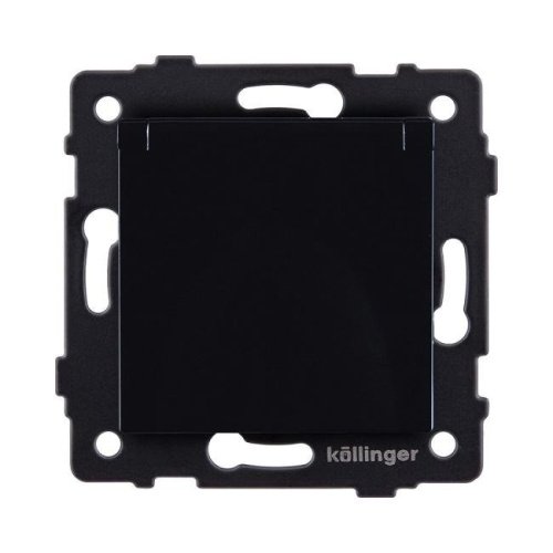 Розетка штепсельная SCHUKO 16A/250 В с крышкой, черный Kollinger REA-006BK для Aspekt, Eleganz, Reflex