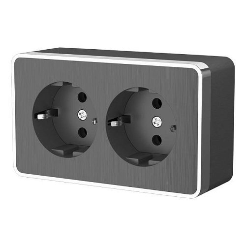 Розетка Werkel W5072104/ Розетка двойная с заземлением Gallant (графит рифленый)