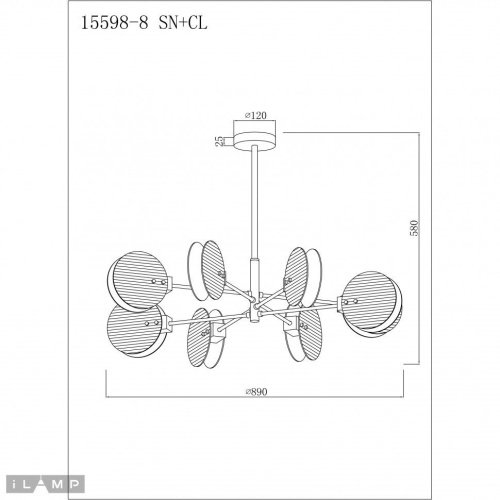 15598-8 SN+CL Люстра на штанге Panorama Ilamp 15598-8 SN+CL