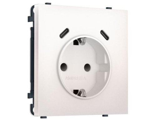 MS210510 MS210510 Комплект механизма электрической розетки SIGMA Жемчуг 2USB С+C 20W (быст. зар.) с/з с/ш 16A-250V QUANT PRO (SP2105, PR165)
