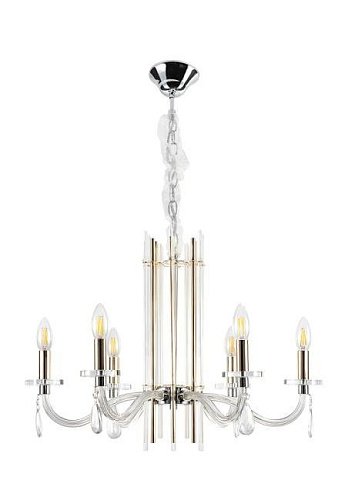 AURELIO SP6 GOLD+CHROME/TRANSPARENT Подвесная люстра Crystal Lux Aurelio AURELIO SP6 GOLD+CHROME/TRANSPARENT