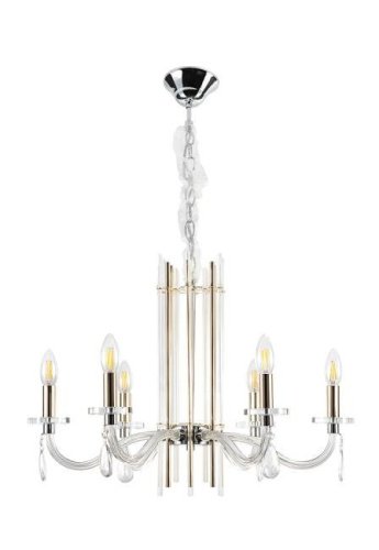 AURELIO SP6 GOLD+CHROME/TRANSPARENT Подвесная люстра Crystal Lux Aurelio AURELIO SP6 GOLD+CHROME/TRANSPARENT