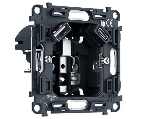 PR160 PR160 Механизм электрической розетки 2USB A+C 20W (быстрая зарядка) с/з на винтовых зажимах QUANT PRO