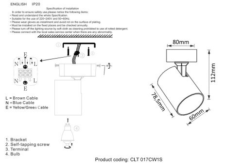 CLT 017CW1S WH Светильник спот Crystal Lux Clt 017 CLT 017CW1S WH