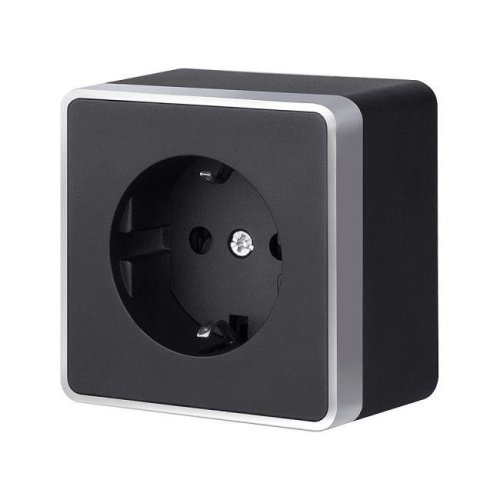 Розетка Werkel W5071134/ Розетка с заземлением и шторками Gallant (черный с серебром)