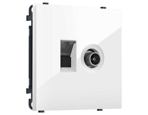 MS112510 MS112510 Комплект механизма розетки компьютерной + TV оконечной SIGMA Белый глянец RJ-45 (8P8C) CAT6/50-870MHz 1dB с/ш QUANT PRO (SP1125, PR195)