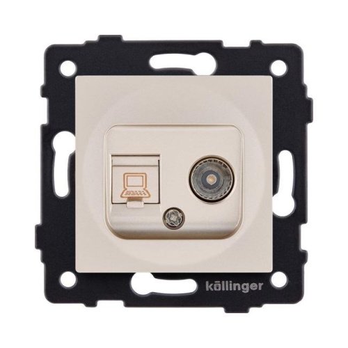 Розетка двойная TV (мама) + RJ45 Cat.6, золотой Kollinger REA-021GD для Aspekt, Eleganz, Reflex