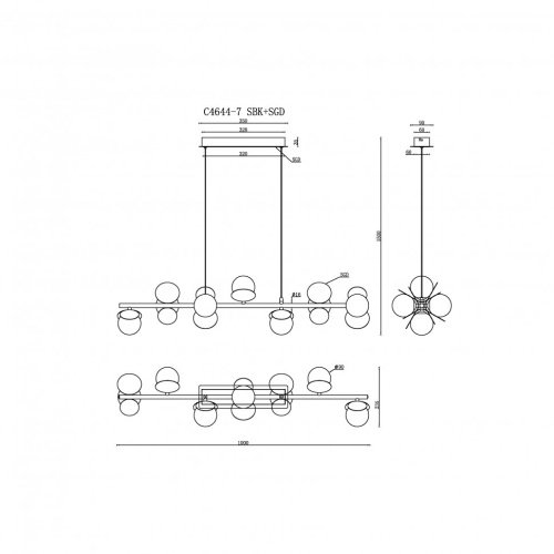 Светильник подвесной ILedex Savage C4644-7 MBK+SGD