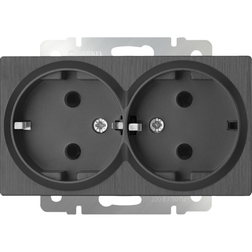Розетка Werkel W1172004/ Розетка двойная с заземлением (графит рифленый)
