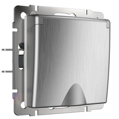 Розетка Werkel W1171209/ Розетка влагозащ. с зазем. с защит. крышкой и шторками (cеребряный рифленый)