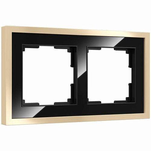 W0022852/ Рамка на 2 поста Baguette (черный/латунь) Рамка Werkel W0022852/ Рамка на 2 поста Baguette (черный/латунь)