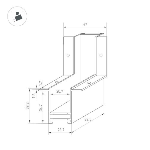 Угловой внутренний коннектор для встраиваемого трека MAG-TRACK Arlight Mag-25 034230