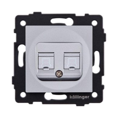 REA-019GY Розетка двойная Ethernet RJ45 Cat.6, серый Kollinger REA-019GY для Aspekt, Eleganz, Reflex