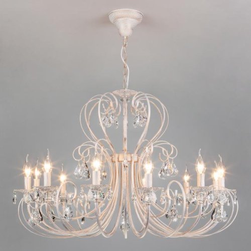 3305/12 белый с золотом/прозрачный хрусталь Strotskis Подвесная люстра Eurosvet Alda 3305/12 белый с золотом/прозрачный хрусталь Strotskis
