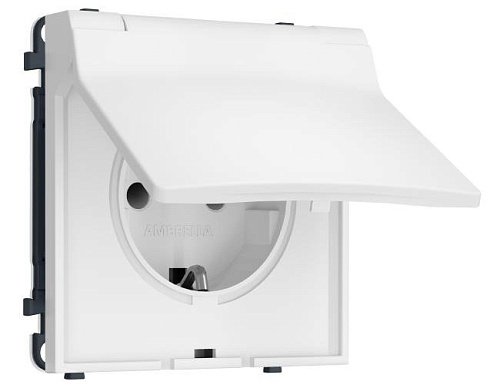 MS828010 MS828010 Комплект механизма электрической розетки SIGMA Белый мягкое касание 50Hz 2P+E с/з с/ш и крышкой IP44 16A-250V QUANT PRO (SP8280, PR141)