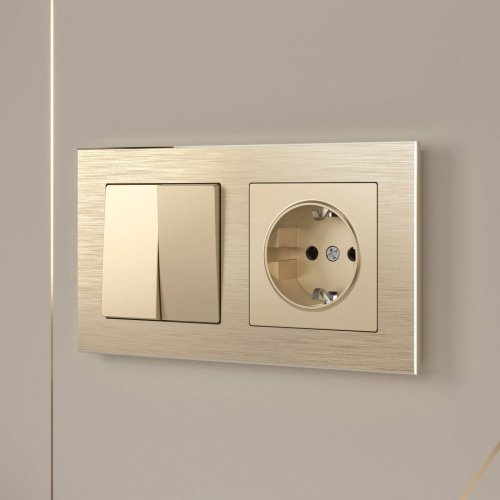 Выключатель Werkel W1122011/ Выключатель двухклавишный проходной (шампань)