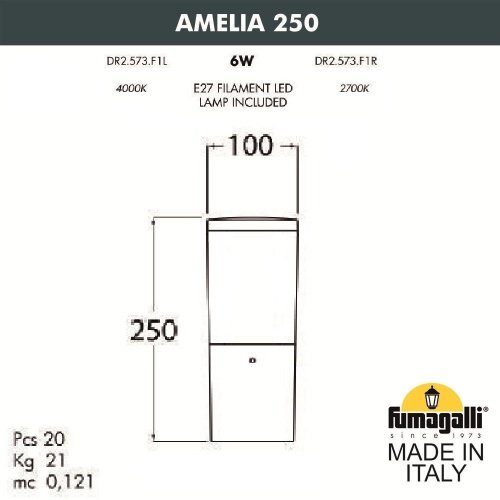 DR2.573.000.WYE27 Наземный фонарь Amelia Fumagalli DR2.573.000.WYE27
