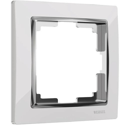 W0011901/ Рамка на 1 пост Snabb (белый/хром) Рамка Werkel W0011901/ Рамка на 1 пост Snabb (белый/хром)