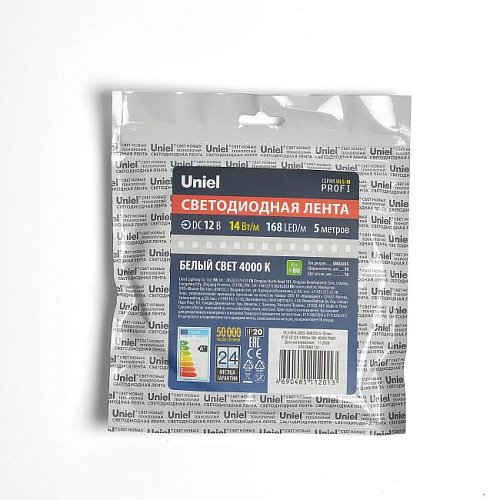 ULS-M14-2835-168LED/m-10mm-IP20-DC12V-14W/m-5M-4000K PROFI катушка в герметичной упаковке LED лента Uniel ULS-M14-2835-168LED/m-10mm-IP20-DC12V-14W/m-5M-4000K PROFI катушка в герметичной упаковке