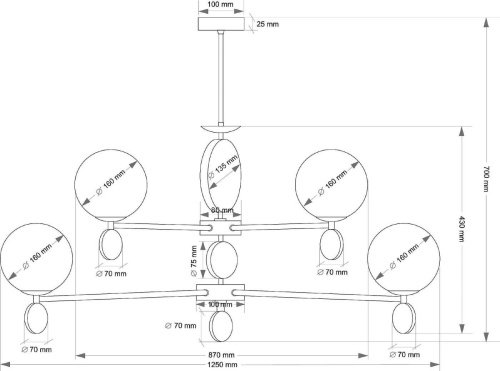 Люстра на штанге Kutek Dimaro DIM-ZWL-4(BN)