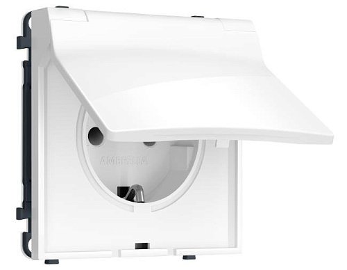 MS108010 MS108010 Комплект механизма электрической розетки SIGMA Белый глянец 50Hz 2P+E с/з с/ш и крышкой IP44 16A-250V QUANT PRO (SP1080, PR141)