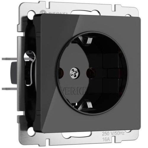 Розетка Werkel W1171048/ Розетка с заземлением (черный акрил)