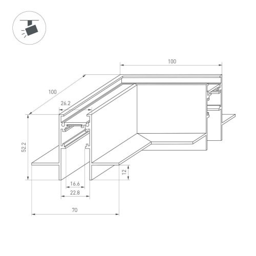 035808 Угловой коннектор для встраиваемого трека Arlight Mag-Orient 035808