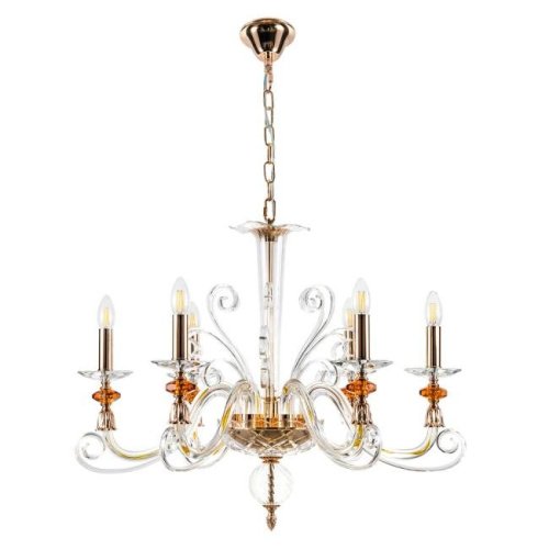 Подвесная люстра Crystal Lux CATARINA CATARINA SP6 V2 GOLD/TRANSPARENT-COGNAC