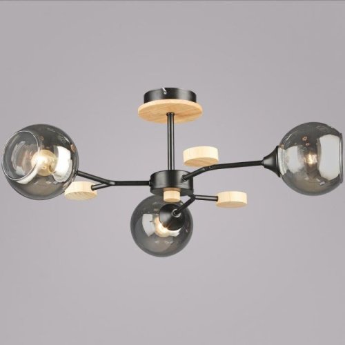 Потолочная люстра 06780-0.3-03 BK+WOOD