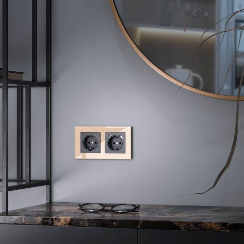 Рамка Werkel W0021111/ Рамка на 2 поста Favorit (шампань,стекло)