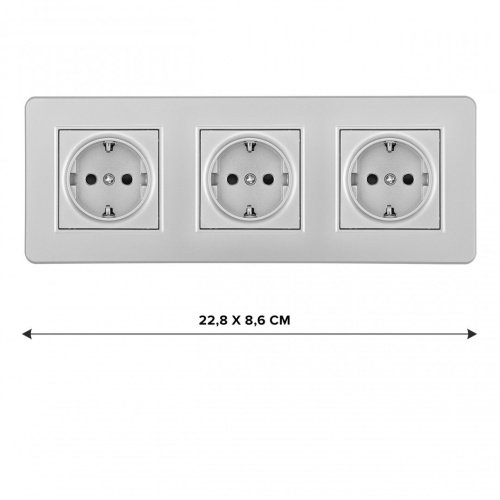 SET16-3-40-1x3 silver Розетка Arte Milano Set16-3 SET16-3-40-1x3 silver